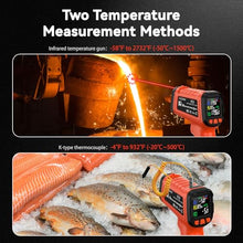 Load image into Gallery viewer, &#39;-58°F to 2732°F Infrared Thermometer Temperature Gun with Thermocouple Probe, 50:1 Laser Temperature Gun for Humidity Measurement, BBQ, AC, High Temp Gun for Engine, Kiln, Forging, Industrial Use

