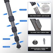 Load image into Gallery viewer, Weyllan Carbon Fiber Camera Tripod Stand, 65.2&#39;&#39; Monopod, 29mm Travel Tripod for Dslr Camera Sony Nikon Canon Fuji

