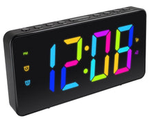 Load image into Gallery viewer, HANNLOMAX HX-160CR PLL FM Radio Alarm Clock, 2.5" LED Display with RGB Color (7 Regular Colors and 4 Dynamic Color Charging Mode), Display Dimmer Function, AC Operation only. (Black)
