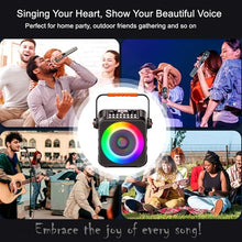 Load image into Gallery viewer, HWWR Karaoke Machine with 2 Wireless Microphones, Portable Karaoke Machine for Adults and Kids, Bluetooth Speaker with Microphone, PA System &amp; LED Lights for Home Singing Outdoor Party, Music Gifts
