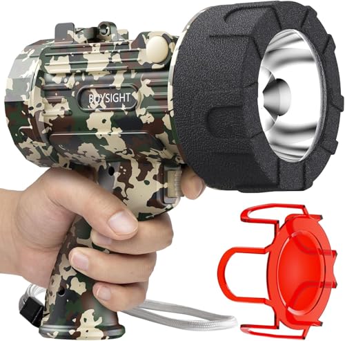 BUYSIGHT Rechargeable Spotlight Flashlight,1500 lumens Hand held Spotlight Waterproof Flashlight Hunting Lamp with red Filter (Camouflage Green)