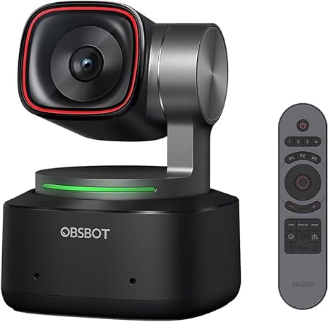 OBSBOT Tiny 2 & Smart Remote Combo, AI-Powered PTZ 4K Webcam with 1/1.5’’ CMOS, Motion Tracking & All-Pixel Auto Focus, Voice Control, Gesture Control, PixGain HDR, Beauty Mode for Streaming