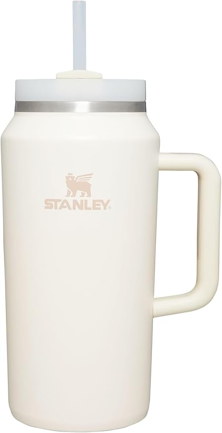 Stanley Quencher H2.0 FlowState Stainless Steel Vacuum Insulated Tumbler with Lid and Straw for Water, Iced Tea or Coffee, Smoothie and More, Cream, 64 oz