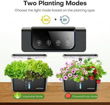 Load image into Gallery viewer, Indoor Garden Hydroponics Growing System: 10 Pods Plant Germination Kit Aeroponic Vegetable Growth Lamp Countertop with LED Grow Light - Hydrophonic Planter Grower Harvest Veggie Lettuce, Black
