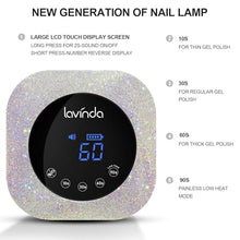 Load image into Gallery viewer, Lavinda UV LED Nail Lamp, 54W Rechargeable Cordless Nail Lamp Nail Dryer Gel Polish UV Nail Light with 4 Timer Setting, Professional Quick Dry Curing Lamp with Display Auto Sensor for Salon &amp; Home
