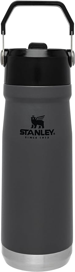 Stanley IceFlow Stainless Steel Water Jug with Straw, Vacuum Insulated Water Bottle for Home and Office, Reusable Tumbler with Straw Leak Resistant Flip, Charcoal, 22 OZ