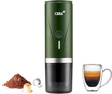 Load image into Gallery viewer, CERA+ Portable Espresso Machine, Self-Heating Electric Coffee Maker, 20 Bar Pressure Compatible with NS Pods &amp; Ground Coffee for Travel, Camping, Office, Home(Green) today
