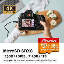 Load image into Gallery viewer, MMOMENT 128GB Micro SDXC Card MM23, A2, UHS-I, U3, V30, Class 10 Compatible, Read Speed Up to 160 MB/s, Write Speed Up to 100 MB/s, SD Adapter Included
