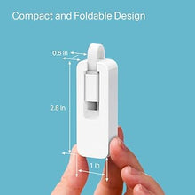 Load image into Gallery viewer, TP-Link USB C To Ethernet Adapter(UE300C), RJ45 To USB C [Thunderbolt 3/4 Compatible] Type-C Gigabit Ethernet LAN Network Adapter, Compatible With Apple MacBook Pro 2017-2023, MacBook Air, And More
