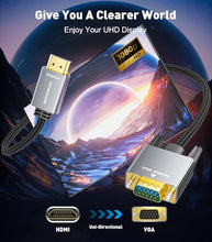 Load image into Gallery viewer, HDMI to VGA Adapter Cable 10FT [Metal Case, Nylon Cable] 1080P@60Hz HDMI Male to VGA Male Uni-Directional Braided Cord for Computer, Laptop, Monitor, Roku, Xbox, Graphics Card More
