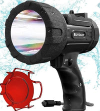 Load image into Gallery viewer, BUYSIGHT Rechargeable Spotlight Flashlight, Hand held Spotlight 800 lumens Waterproof Flashlight Hunting Lamp with red Filter(Black)
