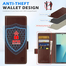 Load image into Gallery viewer, SHIELDON Wallet Case for Galaxy Z Fold7 8.0&quot;, Genuine Leather Folio Case and Stand Function, RFID Blocking Card Slot Shock-Absorbent Compatible with Galaxy Z Fold 7 - Retro Coffee
