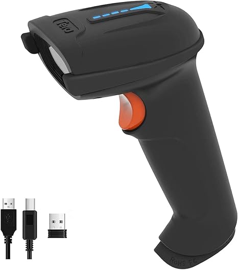 Tera Barcode Scanner Wireless Versatile 2-in-1 (2.4Ghz Wireless+USB 2.0 Wired) with Battery Level Indicator, 328 Feet Transmission Distance Rechargeable 1D Laser Bar Code Reader USB Handheld (Black)