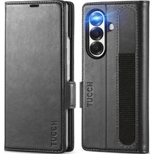 Load image into Gallery viewer, TUCCH Wallet Case for Galaxy Z Fold7 2025, PU Leather Folio Cover with Kickstand RFID Blocking [4 Card Slots] Magnetic Shock-Absorbent PC Shell Compatible with Galaxy Z Fold 7 (8.0&quot;) 5G, Black
