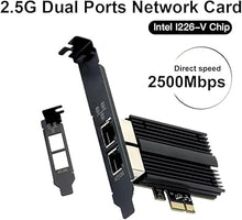 Load image into Gallery viewer, 2.5G Dual Port PCIe Ethernet Network Adapter to 2.5 Gigabit RJ45 LAN WiFi Card NIC Compatible with Intel I226 2500Mbps for Windows/Mac OS
