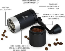 Load image into Gallery viewer, VSSL Java G45 Coffee Manual Coffee Grinder, Up To 45 Gram Capacity, Stainless Steel Conical Burr, Black
