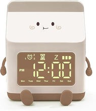 Load image into Gallery viewer, Kids Alarm Clock for Girls, Milk Alarm Clock with Snooze Toddler Sleep Training Clock for School Home Office(Brown)
