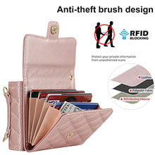 Load image into Gallery viewer, XIMAND for Samsung Galaxy Z Flip 7 Accordion Crossbody Wallet Case, 4 Card Slots, RFID Blocking, and Adjustable Strap - Stylish and Versatile Accessory.(Rose Gold)

