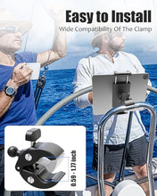 Load image into Gallery viewer, Wukanleng Tablet Holder for Boat Helm Bar Post Rod, 360° Rotation Universal Boat Handlebar Clamp Mount with Aluminum Alloy Base Compatible with iPad Pro 12.9/Air/Mini, Smartphones More Devices 4-13''

