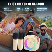 Load image into Gallery viewer, ZERFUN Mini Karaoke Machine Microphone for Kids Adults, Wireless Microphones Rechargeable with Bluetooth Speaker, Toys Gifts Presents for Girls Boys Toddler Birthday Christmas, Beige

