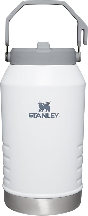 Stanley IceFlow Stainless Steel Water Jug with Straw, Vacuum Insulated Water Bottle for Home and Office, Reusable Tumbler with Straw Leak Resistant Flip, Polar, 96OZ