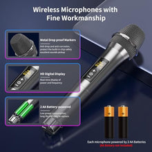 Load image into Gallery viewer, HWWR Karaoke Microphone Wireless Mic, Universal Professional UHF Dynamic Mic System with Receiver, Handheld Cordless Microphones for Singing,Wedding, DJ, Party, Speech, Church, Plug and Play
