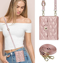 Load image into Gallery viewer, XIMAND for Samsung Galaxy Z Flip 7 Accordion Crossbody Wallet Case, 4 Card Slots, RFID Blocking, and Adjustable Strap - Stylish and Versatile Accessory.(Rose Gold)
