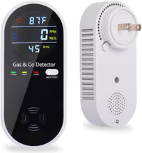 Load image into Gallery viewer, Plug in Carbon Monoxide and Natural Gas Detector, Combination Gas &amp; Carbon Monoxide Detectors for Travel with Temperature Humidity Display, 4 in 1 CO and Gas Detector for Home/Travel(1 Pack)
