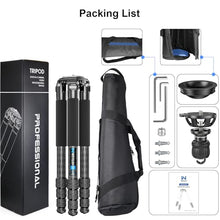 Load image into Gallery viewer, 63&quot; Carbon Fiber Tripod for Camera Heavy Duty Tripod WEYLLAN NX9 40mm Leg 10 layer Carbon Tripod Professional Camera Stand with 75mm Bowl Adapter for Zoom Lens, Bird Photography, DSLR, Load 88lbs/40kg
