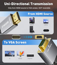 Load image into Gallery viewer, HDMI to VGA Adapter Cable 3FT [Metal Case, Nylon Cable] 1080P@60Hz HDMI Male to VGA Male Uni-Directional Braided Cord for Computer, Laptop, Monitor, Roku, Xbox, Graphics Card More
