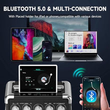 Load image into Gallery viewer, HWWR Karaoke Machine, Portable PA System with 2 Wireless Microphones for Adults Kids, Karaoke Speaker with Microphones &amp; DJ Lights for Home Party Gathering, Echo/Bass/Treble Adjustment, TWS
