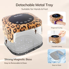 Load image into Gallery viewer, Lavinda LED Nail Lamp UV Light for Gel Nails 54W Cordless Rechargeable UV Lamp Nail Light with 4 Timer, 2X Faster Professional Gel Polish Curing Nail Dryer for Salon Use-Leopard Print
