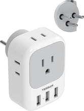 Load image into Gallery viewer, TESSAN Israel Power Adapter, US to Israel Travel Adaptor with 4 Outlets 3 USB Charging Ports, Type H Plug for Israel &amp; Palestine
