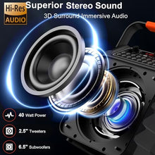 Load image into Gallery viewer, Karaoke Machine for Adults Kids: HWWR Portable Bluetooth Speaker with 2 Wireless Microphones, 6.5&quot; Subwoofer, LED Lights, PA System with Karaoke Microphone Support REC/USB/AUX for Home Party
