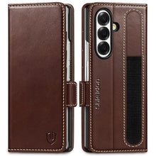 Load image into Gallery viewer, SHIELDON Wallet Case for Galaxy Z Fold7 8.0&quot;, Genuine Leather Folio Case and Stand Function, RFID Blocking Card Slot Shock-Absorbent Compatible with Galaxy Z Fold 7 - Retro Coffee
