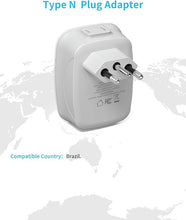 Load image into Gallery viewer, [2-Pack] Brazil Adapter Plug,VINTAR Type N Plug Adapter with 1 USB C,3 USB Ports and 2 American Outlets,6 in 1 Brazil Power Adapter for US to Brazil
