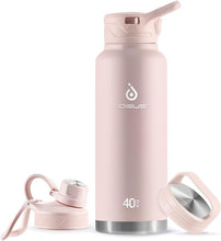 Load image into Gallery viewer, IDEUS Vacuum Insulated Water Bottle, 40 oz Stainless Steel Water Bottles with Straw and Spout Lid, Reusable Metal Water Bottle Leak Proof Gym Water Bottle, BPA-Free(Light Pink)
