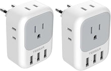 Load image into Gallery viewer, TESSAN European Travel Plug Adapter 2 Pack, US to Europe Power Adapter with 4 AC Outlets and 3 USB, Euro Charger Adaptor Type C for USA to EU Spain France Iceland Italy Germany Greece
