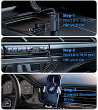 Load image into Gallery viewer, KAIY Bluetooth Aux Adapter for Car, AUX to Bluetooth 5.3 Receiver Hands-Free Calling, 3.5mm Wireless Audio Receiver USB-Powered, USB 2.0 to 3.5mm Jack Compatible with Car Speakers/Home Stereo
