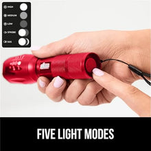 Load image into Gallery viewer, Gorilla Grip Powerful LED 750 FT Water Resistant 5 Adjustable Mode Tactical Flashlight, High Lumens Ultra Bright Zoom Flashlights, Stocking Stuffer Gift, Small Camping Car Mini Flash Light, Red
