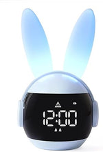 Load image into Gallery viewer, Kids Alarm Clock for Kids, Bunny Alarm Clocks for Girls Boys, Blue Kid Alarm Clock with Ringtones &amp; Night Light Rechargeable Snoozing
