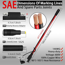 Load image into Gallery viewer, COMeap SAE to DC8mm Male Adapter for Jackery Solar Panel, with Polarity Reverse Adapter and DC7909 to DC5525/DC8020 Converter for Explorer/GZ Portable Power Station Solar Generator 14AWG 6FT(1.8M)

