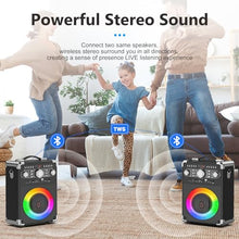 Load image into Gallery viewer, Pro Audio Certified Karaoke Machine with 3 Mics, 24H Playtime Portable Bluetooth 5.3 Party Speakerw/DJ Light &amp; Bass Boost, All-in-1 Home Entertainment System for Adults/Kids, Indoor/Outdoor Gathering
