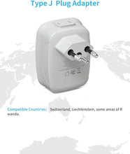 Load image into Gallery viewer, 2 Pack Switzerland Plug Adapter,VINTAR Type J Adapter Switzerland with 1 USB C,3 USB Ports and 2 American Outlets, 6 in 1 Swiss Power Adapter for US to Switzerland, Rwanda, Liechtenstein
