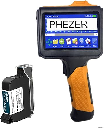 P19 Handheld Inkjet Printer for Any Surface, Portable 360° All-Round Coding Machine Print Height 2-12.7mm for Date/Time/Barcode/QR Code/Logo, with Cartridge(Anti-Slip Handle, Upgrade Version)