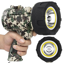 Load image into Gallery viewer, BUYSIGHT Rechargeable Spotlight Flashlight,1600 lumens Hand held Spotlight Waterproof Flashlight Hunting floodlight with red Lens(Camouflage Green-COB)
