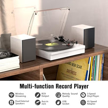 Load image into Gallery viewer, Vinyl Record Player with Two Stereo Speakers, Bluetooth Playback Turntable with 3 Speed AUX Headphone Input and RCA Out, Retro White

