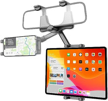 Load image into Gallery viewer, Wukanleng Tablet Holder for Car Rear View Mirror, Retractable Rearview Mirror Phone Mount, 360°Rotatable GPS Holder Stand Compatible with iPad Pro 12.9 Air Mini, Samsung Galaxy Z, 4-12.9" Devices
