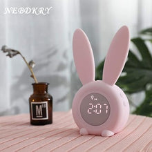 Load image into Gallery viewer, Kids Bunny Alarm Clock with Night Light 6 Ringtones, Cute Touch Control and Rechargeable Snooze Clock for Children Girls Bedroom
