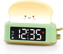 Load image into Gallery viewer, Kids Alarm Clock, Digital Alarm Clock for Bedrooms, Cute Toast Night Light, Timer, Snooze, Adjustable Brightness, Small Bedside Clock for Kids Girls Boys Teens Birthday Room Decor
